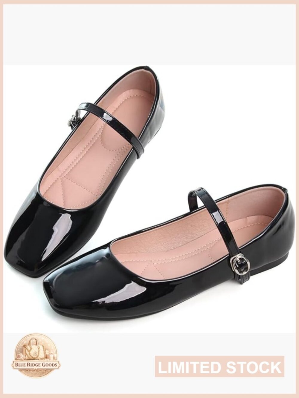 Mary Jane Flats Square Toe Ballet Comfort Strap Soft Leather Dress Shoes